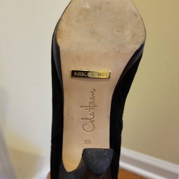 Cole Haan Air Sierra Tall Boots - Black Suede and Patent Leather Size 8 - Picture 8 of 16